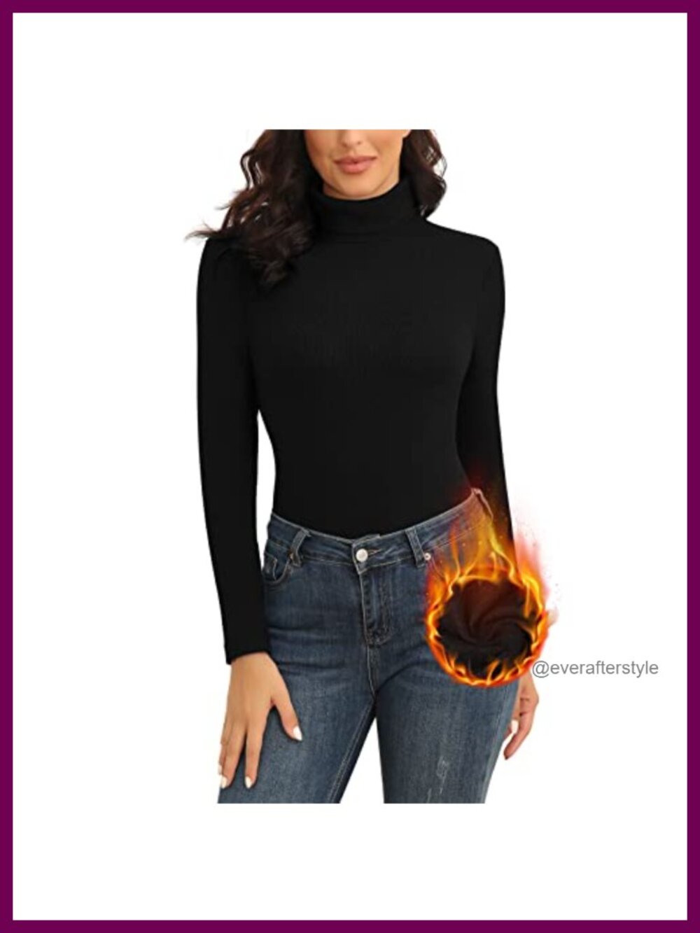 Womens Turtleneck Long Sleeve Thermal Shirt Slim Fit Base Layer Top
